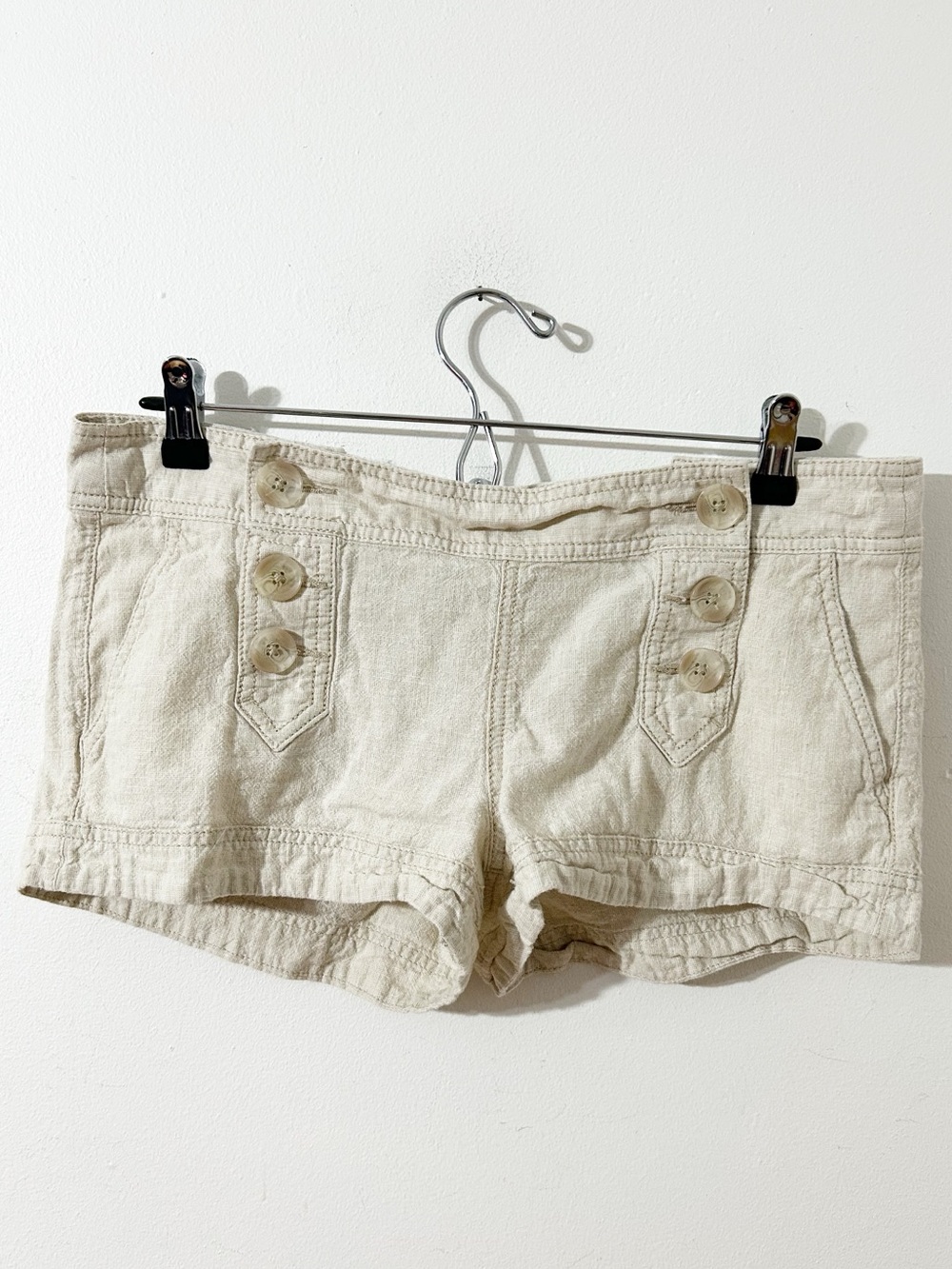 Express Linen Blend Shorts Off White Light Beige Cream Coastal Sailor Core SZ 8
